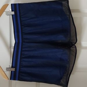 No name brand women's athletic shorts. Color is blue and black. Size is medium.
